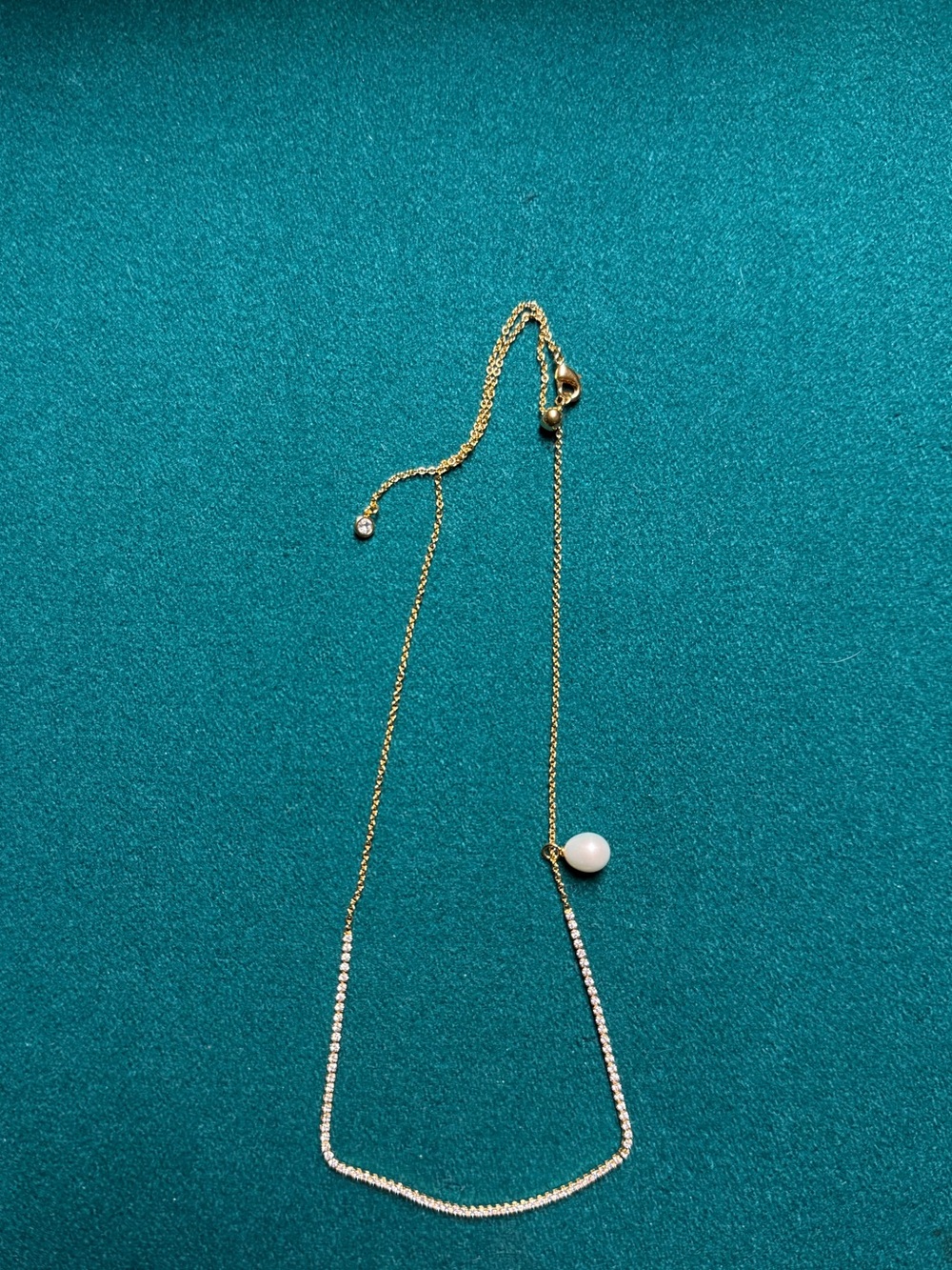 Nordstrom Cubic Zirconia Bar Necklace with Pearl Charm